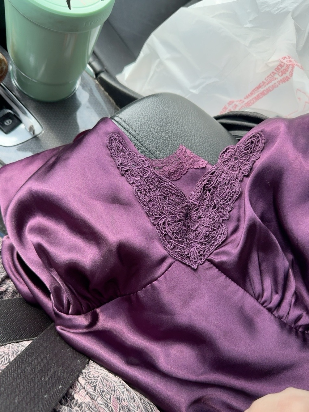 Vintage Y2K torrid Satin Lace-Trim Cami in Plum - Picture 5 of 5